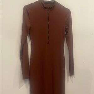 Elegant Brown Long Sleeve Dress